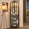 YOOCOZZ Lighted Glass Corner Curio Cabinet – Adjustable Shelves, Carved Cherry Decoration, Wine Storage - 4 of 4