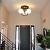 PAKOKULA 11.81 in. 3-Light Black Industrial Semi-Flush Mount Ceiling Light with Frosted Glass Shade - 3 of 4