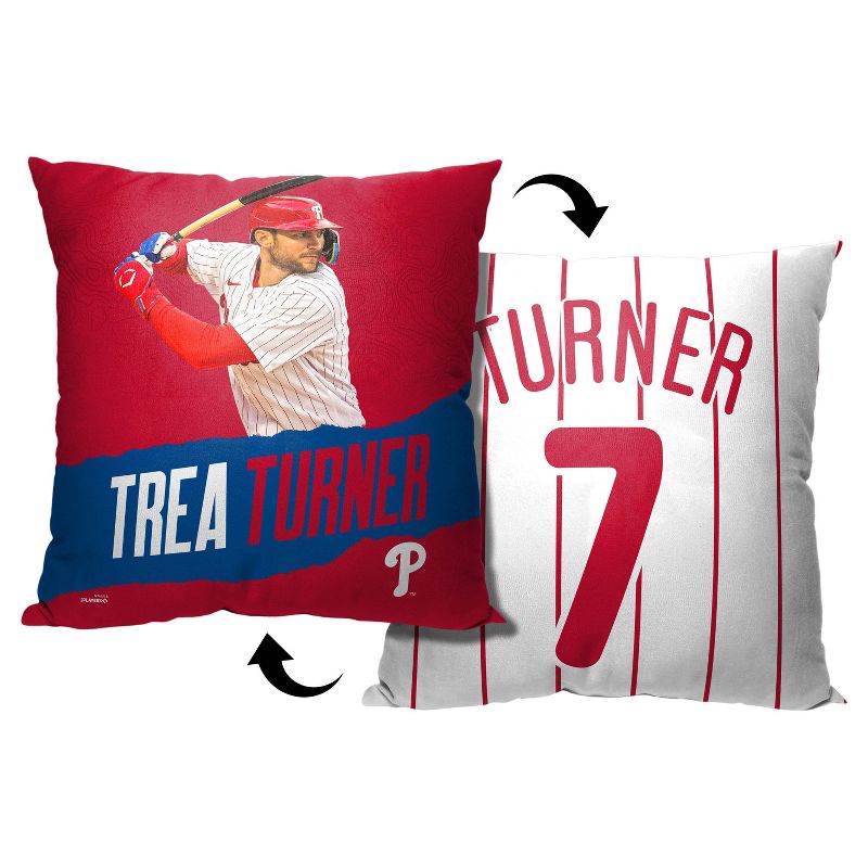18&#34;x18&#34; MLB Philadelphia Phillies 23 Trea Turner Player Printed Throw Decorative Pillow, 3 of 6