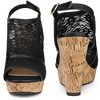 Perphy Women's Lace Platform Heel Slingback Wedges Sandals - 2 of 4