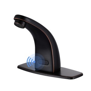 WOWOW Touchless Single Hole Low Arc Bathroom Faucet with Deckplate - 1 of 4