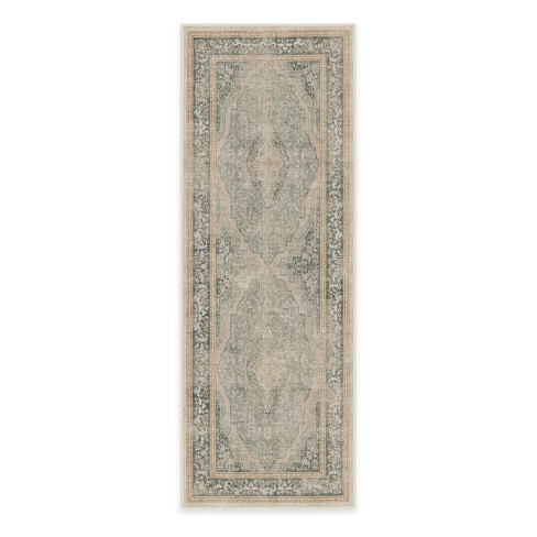 Ruggable - 2'6x7' (Standard Pad) - Adeline Machine Washable Rug - Runner -  Woven - Runners - Natural Sage