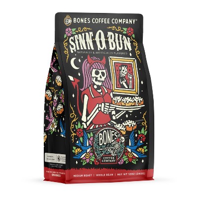 Bones Coffee Company Sinn 'O' Bun Whole Coffee Beans Cinnamon BunFlavor 12 oz Medium Roast (Whole Bean)