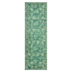 Coolmee Area Rugs for Living Room, Washable Non Slip Vintage Boho Rugs, Low Pile Distressed Medallion Print Rug for Bedroom Dining Room - 1 of 4