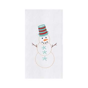 C&F Home Coastal Snowman with Blue Starfish Buttons Cotton Flour Sack Kitchen Dish Towel  27L x 18W in.