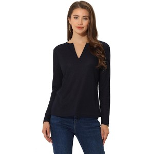 Allegra K Women's Casual Long Sleeve V Neck Lightweight Waffle Blouse - 1 of 4