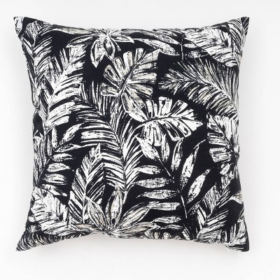 18"x18" Tamani Palm Indoor/Outdoor Square Throw Pillow Black - freshmint