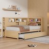 Twin Size Wood Daybed with Storage Shelves, USB and Trundle - 2 of 4