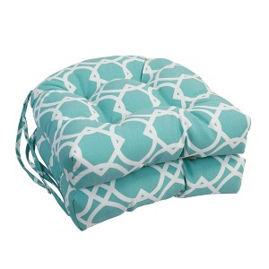 Blazing Needles, 16-inch Spun Polyester Outdoor U-shaped Tufted Chair Cushions (Set of 2) - 1 of 2