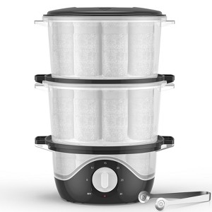 SKONYON Towel Steamer for Spa and Home, Large Capacity Hot Towel Warmer with 2-Layer Baskets, 60-Min Timer, Auto Shut-Off, Fast Heating - 1 of 4