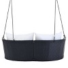 Nestfair 51.9" 2-Person Black Wicker Porch Swing with Ropes and Cushion White - 3 of 4