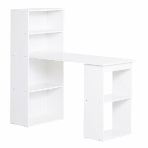 NicBex 47.25 Inch Computer Home Office Desk with 6-Tier Storage Shelves for Bedroom,Study Room,Office,White/Black - 1 of 4