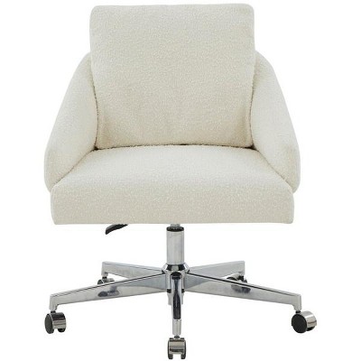 Blayke Boucle Adjustable Swivel Desk Chair - SFV5057 - Ivory/Silver - Safavieh Couture