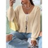 BLUEMING Women Tie Front Oversized Cardigan Bell Sleeve Knit Cropped Cardigan Crochet Bolero Shrug Sweater - 3 of 4