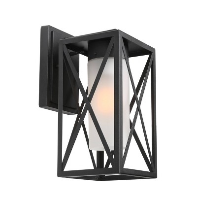 12.2" Metal/Glass Outdoor Wall Lamp Black - LNC