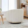 Kumasinova Upholstered Barrel Chair, 360° Swivel Chair, Chenille Accent Chair with Round Metal Base, Tufted Pumpkin-Shape Club Armchair - 3 of 4