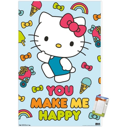 Forfølge orange blæse hul Trends International Hello Kitty - Happy Unframed Wall Poster Print White  Mounts Bundle 22.375" X 34" : Target