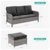 Sonkuki 3 Pieces Outdoor Patio Furniture Sets, Rattan Sofa with Ottoman Wicker Set for Backyard Porch, Garden, Poolside, Balcony - 3 of 4