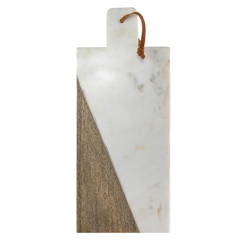 Small White Wood, Marble & Jute Cutting Board - Foreside Home & Garden