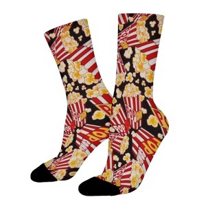 Popcorn Women Printed Crew Socks Funny Funky Socks Soft Polyester Novelty Gifts for Artists Men - 1 of 1