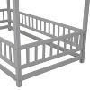DOMETOUR Twin Size Floor Wooden Bed with House Roof Frame, Fence Guardrails,Grey(Old SKU:W50471471) - 2 of 4