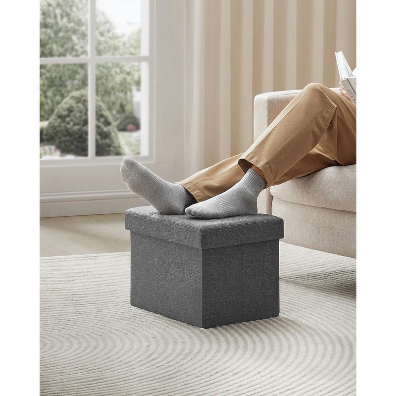 SONGMICS Small Folding Storage Ottoman Foot Rest Stool Cube Footrest 286 lb Load Capacity, 1 of 7
