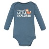 Hudson Baby Infant Boys Cotton Long-Sleeve Bodysuits 3-Pack, Cute Woodland - 3 of 4