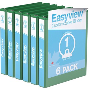 1" Premium Round Ring Binder 6pk Customizable View Green - Easyview: Polypropylene, 200 Sheet Capacity, 2 Pockets - 1 of 2