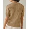 Womens Sweater Knit Tops Short Sleeve No Buttom Polo Collar Sweater Ribbed Cuff Fancy Knitwear - 2 of 4
