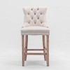 CAVINAS Mid-Century Barstools with Button Tufted and Chrome Nailhead Trim, Velvet Upholstered Dining Chair, Leisure Bar Chairs, Bar Stools, Set of 2 - 4 of 4
