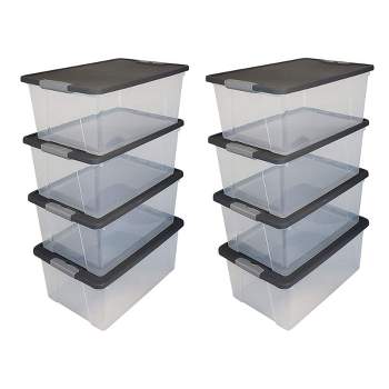 Homz Snaplock Stackable 6 Quart Clear Organizer Storage Container Bin With  Tight Seal Gray Lid For Home Organization (10 Pack) : Target
