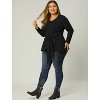 Agnes Orinda Women's Plus Size Work Long Sleeves Fashion Belted Knot Tie Knit Blouses - 3 of 4
