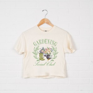 Simply Sage Market Women's Gardening Social Club Short Sleeve Relaxed Fit Cropped Tee - 1 of 4