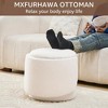 ChicFurnit Ottomans and Benches Storage Ottoman Round Footstool Foot Rest Round Footstool for Living Room, White, 17.72"*17.72"*16.54" - 4 of 4