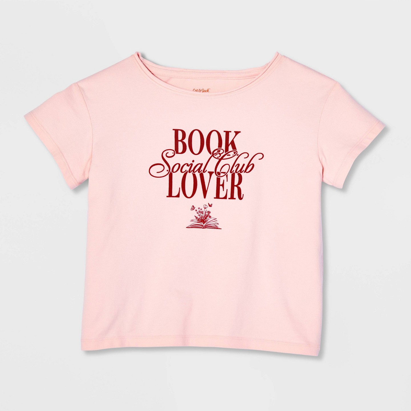 Детская футболка Cat & Jack Girls' Short Sleeve 100% Cotton Relaxed Off the Shoulder '97' Graphic, цвет: Розовый — фото 2