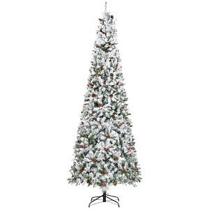 Aghana Digitals 9FT Slim Flocked Artificial Christmas Tree with Auto-Open Hinge, Realistic Pine - 1 of 4
