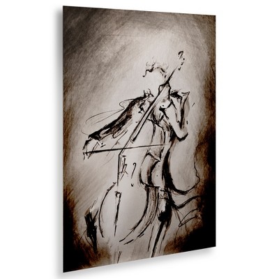 Trademark Fine Art - Marc Allante 'The Cellist' Floating Brushed Aluminum Art