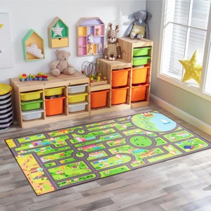 Sorbus 32"x60" City Roads Themed Washable Rug for Kids - For playrooms, classrooms, and bedrooms - 1 of 4