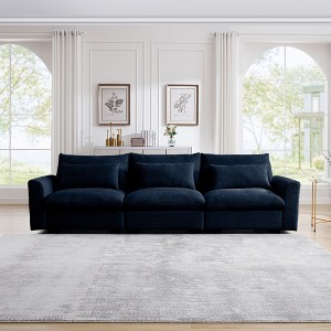 3 Seater Deep Seat Couches for Living Room, Wide and Deep Seat Comfy Living Roo Sofas with 3 Waist Pillows - 1 of 4