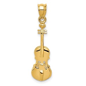 Black Bow Jewelry 14k Yellow Gold Polished Violin Pendant - 1 of 4