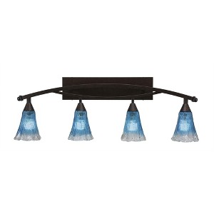 Toltec Lighting Bow 4 - Light Vanity in  Bronze with 5.5" Fluted Teal Crystal  Shade - 1 of 1