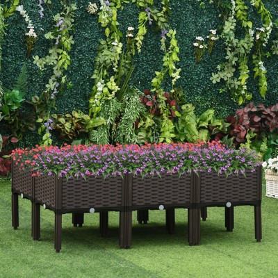 Maggift Raised Garden Bed Kit with Drainage Holes for Outdoor Flowers, Vegetables and Herbs, Brown, 18"*18"*23.25"