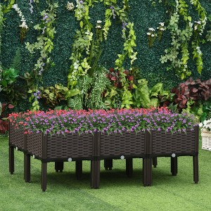 Syemin Raised Garden Bed Kit with Drainage Holes for Outdoor Flowers, Vegetables and Herbs, Brown, 18"*18"*23.25" - 1 of 4