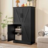 USIKEY Farmhouse Storage Cabinet with 2 Adjustable Shelves, Bathroom Cabinet with 4 Doors, Kitchen Cabinets, Cupboard for Kitchen, Living Room - 4 of 4
