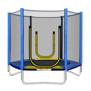 JOYRACER 7FT Round Outdoor Trampoline with Safety Enclosure Net and Slide for Children, Easy-to-Assemble Trampoline - 1 of 4