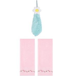 REGALWOVEN 3 Pcs Floral Soft Absorbent Hand Towel for Bathroom Kitchen - 1 of 4