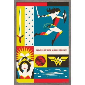 Trends International Warner 100th Anniversary - Wonder Woman Framed Wall Poster Prints - 1 of 4