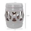 Infurnic Patio End Tables Elegant Ceramic Table with Double-Coin Knotted Ring Design and Strong Glazed Material for Garden, Silver, 13.6"*17.3"*17" - 3 of 4