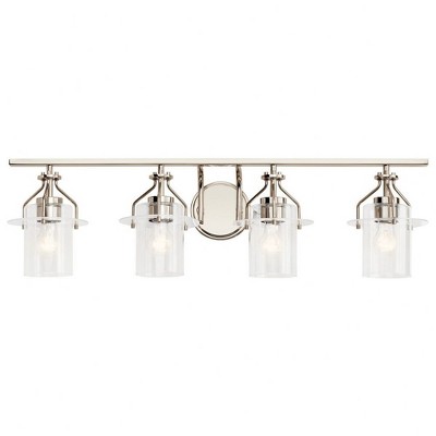 Polished Nickel 4-Light Dimmable Cylinder Vanity Fixture
