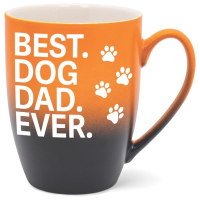 Elanze Designs Best Dog Dad Ever Two Toned Ombre Matte Orange and Black 12 ounce Ceramic Stoneware Coffee Cup Mug